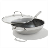 Trident Hybrid Non-Stick Stainless Steel 5 Qt Wok with Lid W2