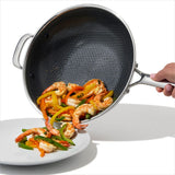 Trident Hybrid Non-Stick Stainless Steel 5 Qt Wok with Lid W2