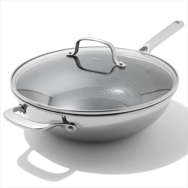 Trident Hybrid Non-Stick Stainless Steel 5 Qt Wok with Lid W2