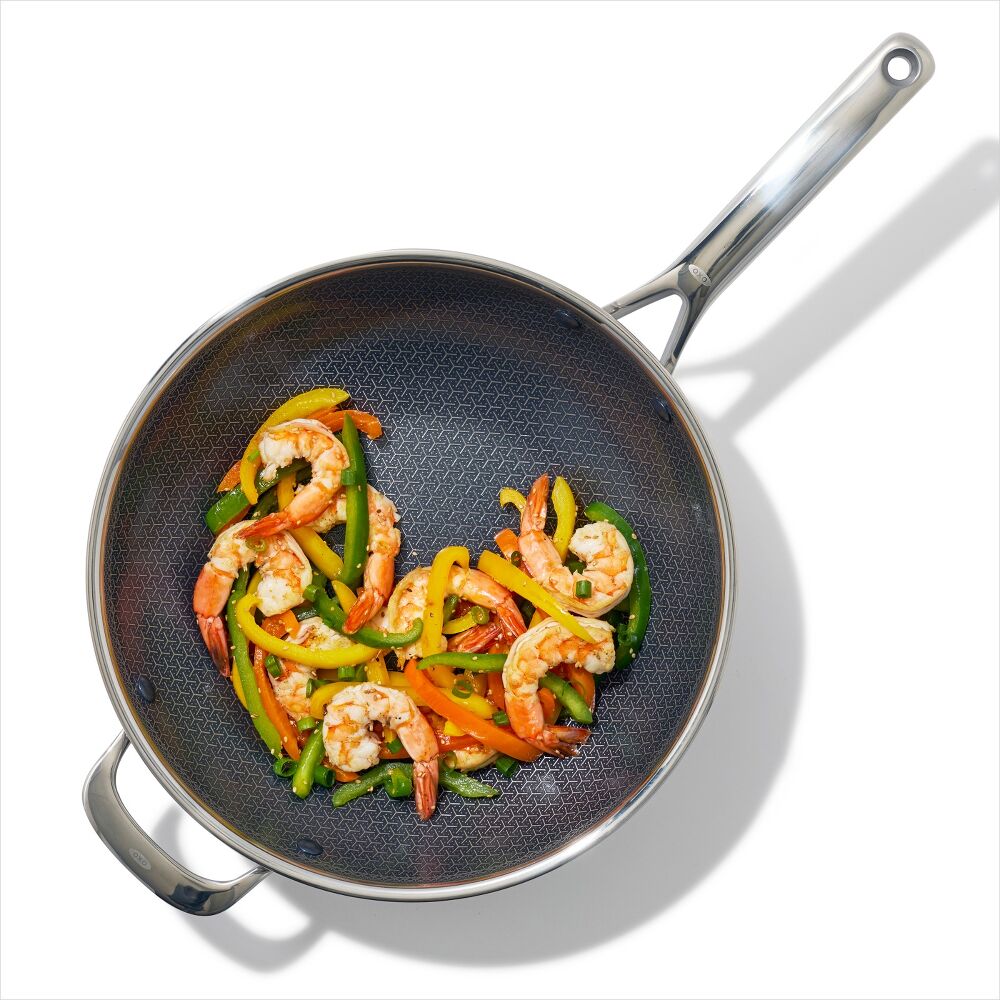 Trident Hybrid Non-Stick Stainless Steel 5 Qt Wok with Lid W2