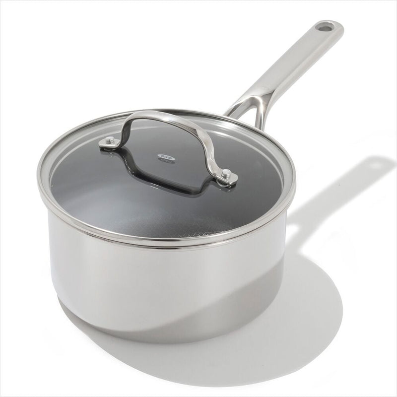 Trident Hybrid Non-Stick Stainless Steel 2.5 Qt Saucepan with Lid I2