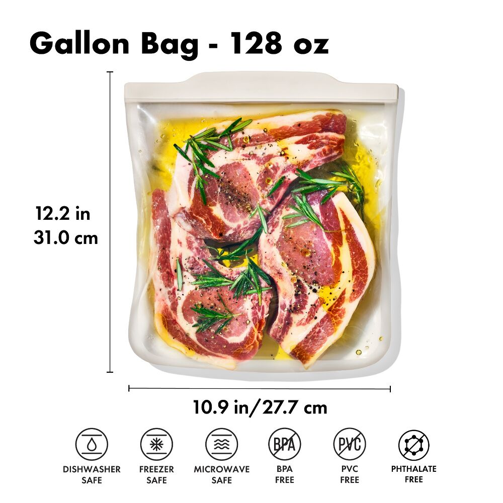 Silicone Reusable Bag - Gallon Bag (128 oz) - Oat N6