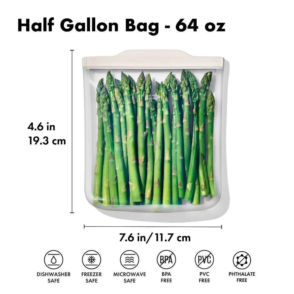 Silicone Reusable Bag - Half Gallon Bag (64 oz) - Oat D1