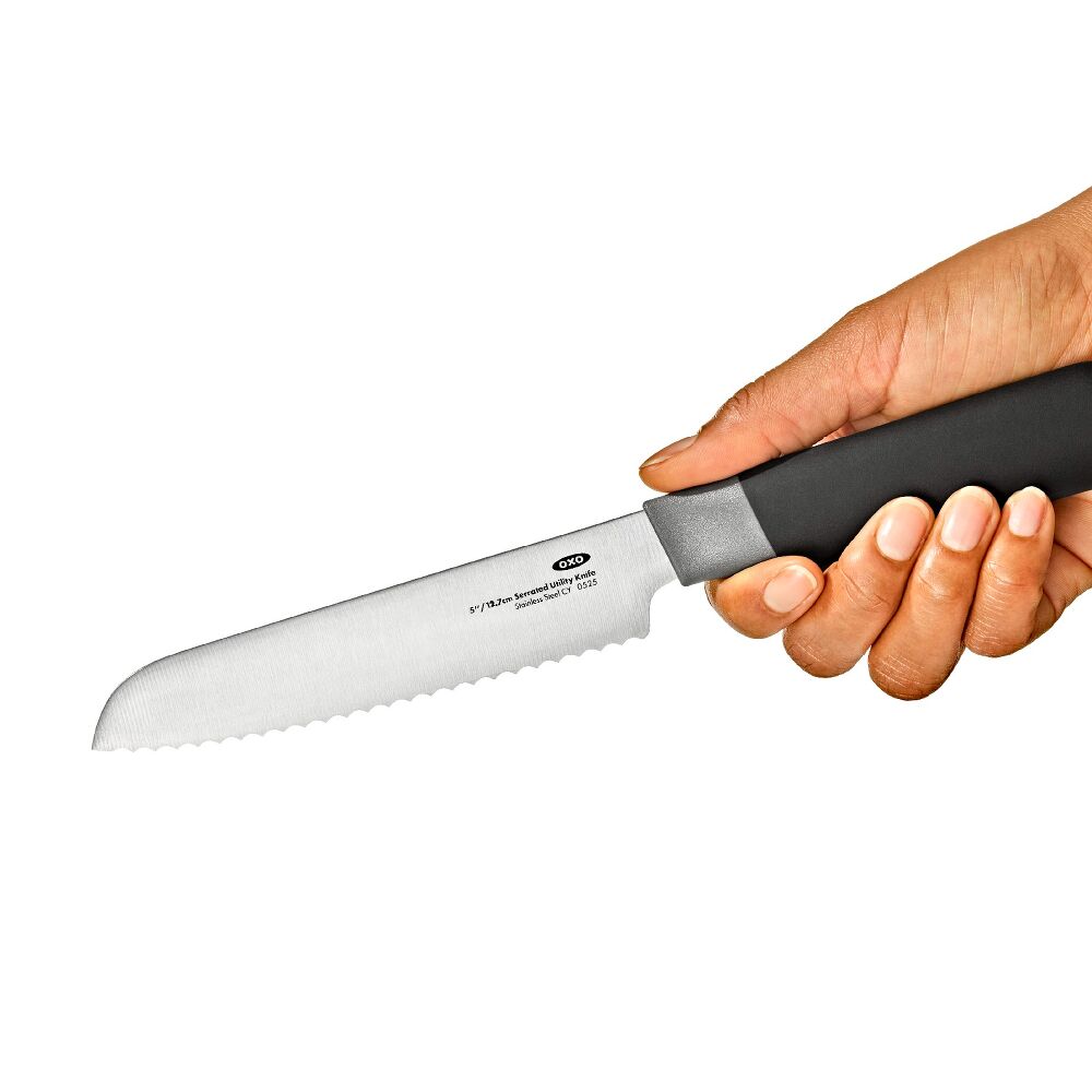 5 in Serrated Utility Knife with Locking Sheath V1