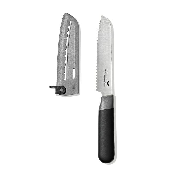5 in Serrated Utility Knife with Locking Sheath V1