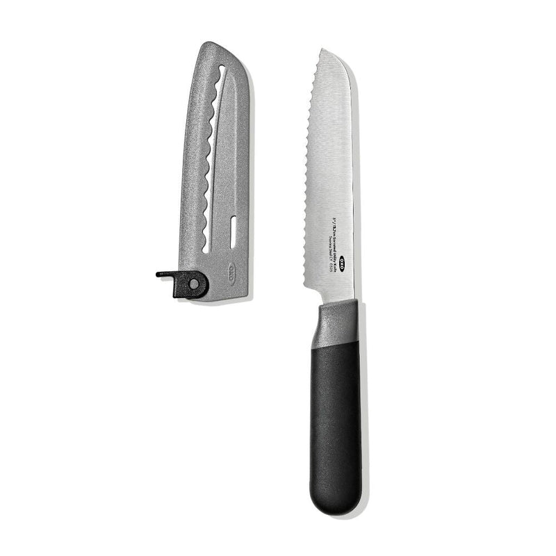 5 in Serrated Utility Knife with Locking Sheath V1