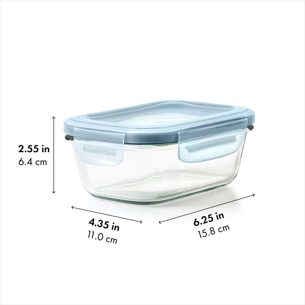 Smart Seal 1.6-Cup Glass Rectangle Container - Arctic Blue I8