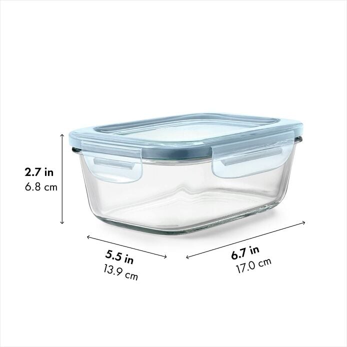 Smart Seal 3.5-Cup Glass Rectangle Container - Arctic Blue S7