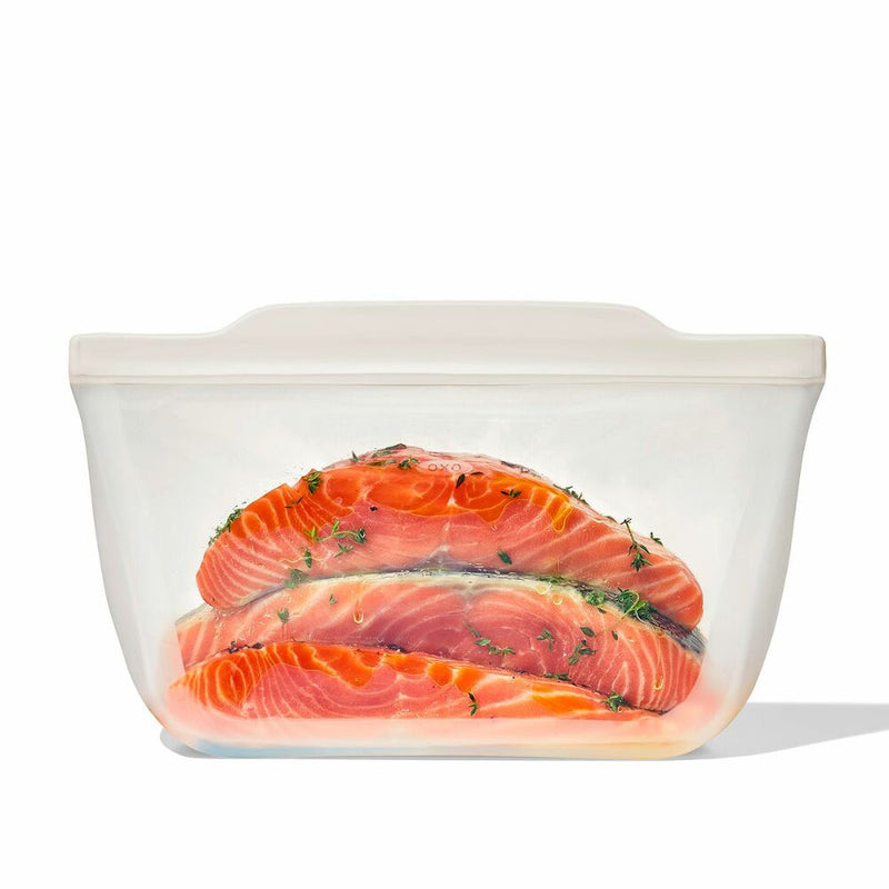 Silicone Reusable Bag - Stand-Up Half Gallon (64 oz) - Oat X1
