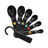 7 Piece Plastic Measuring Spoons - Black H2