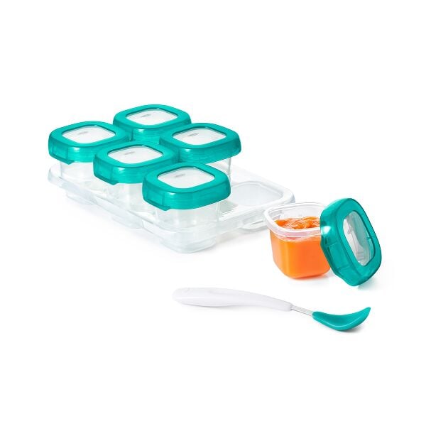 2 oz Baby Blocks™ Plastic Freezer Storage Containers - Tot Teal J6