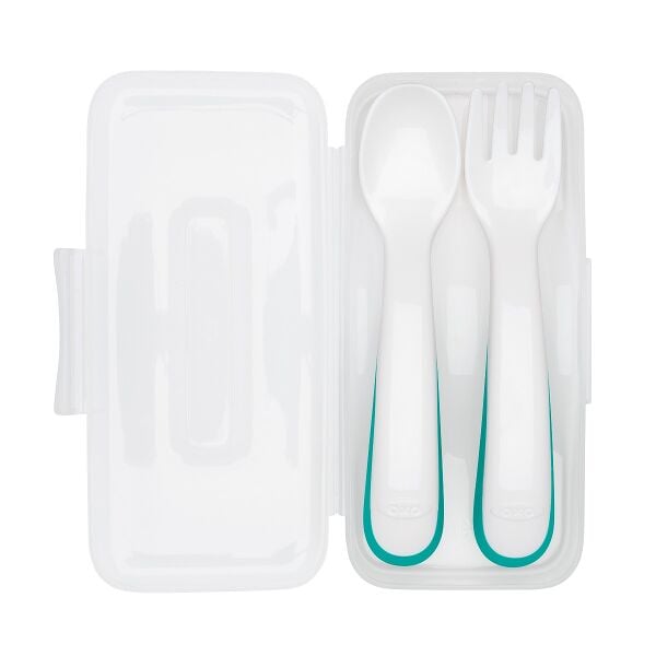 On-the-Go Plastic Fork and Spoon Set with Travel Case A8