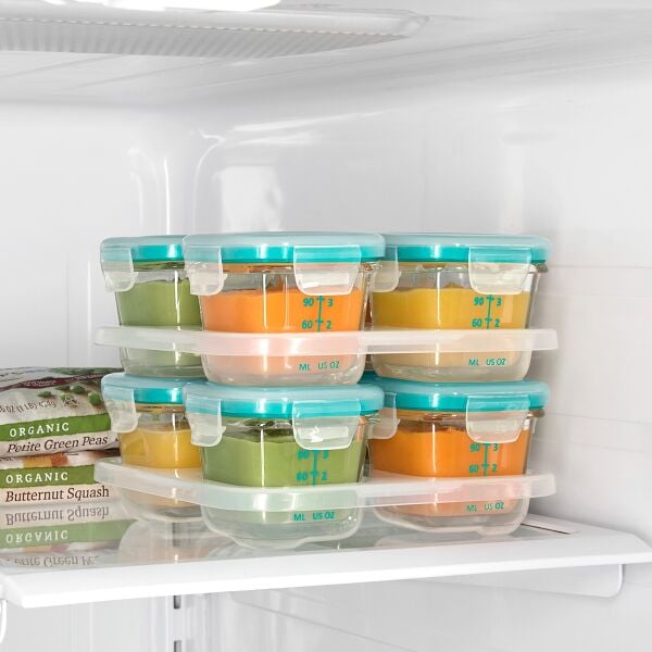 Baby Blocks Glass Food Storage Containers 4 Oz - Tot Teal W8